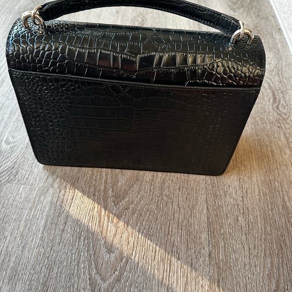 Kurt Geiger Black Croc-Pattern Shoulder Bag - Picture 8 of 15
